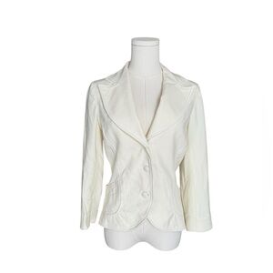 Bebe Ivory Fitted Blazer French-Made Quiet Luxury bow back • Modern Minimalist M